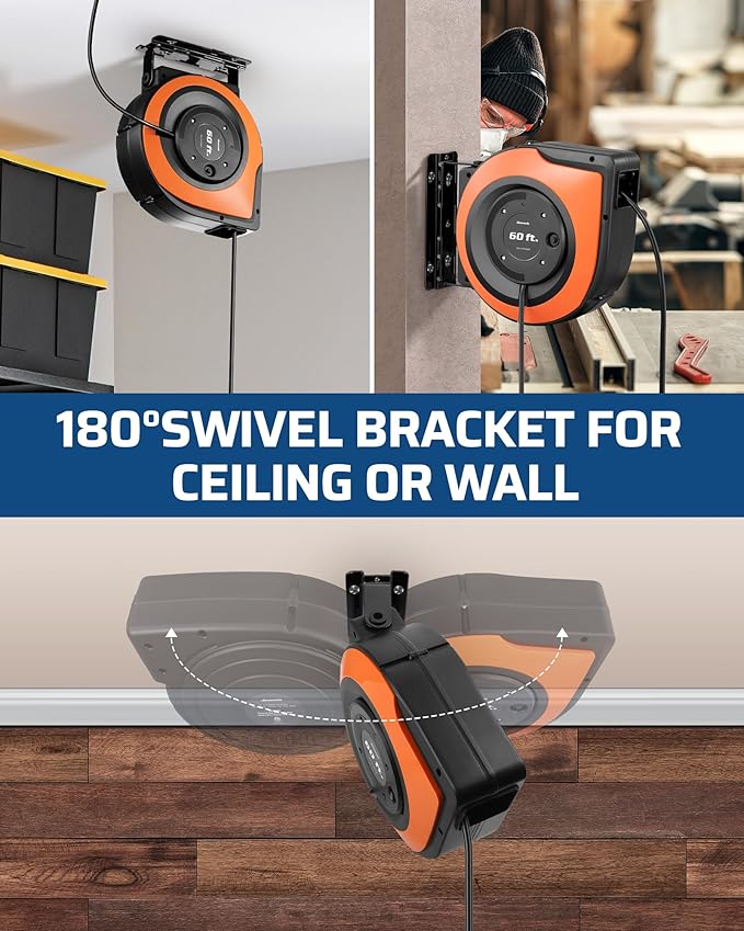 DEWENWILS 60 FT Retractable Extension Cord Reel - Image 7