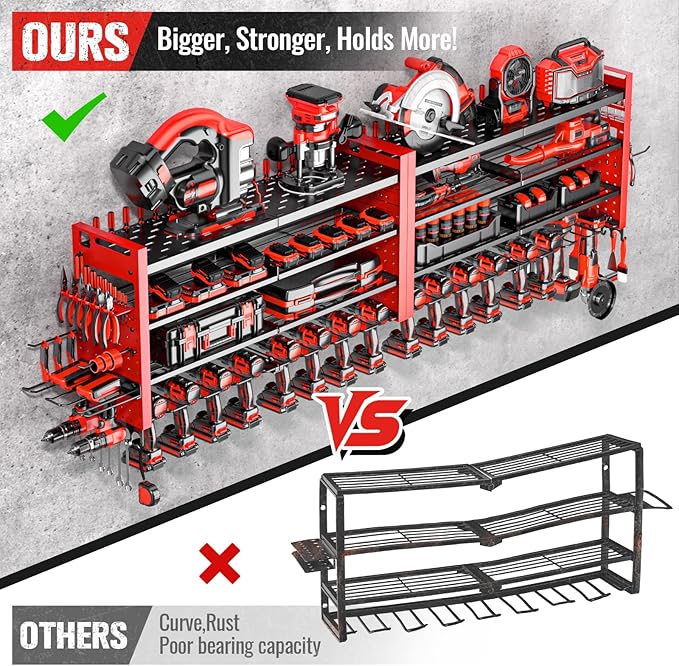 66" W Super Large Power Tool Organizer Wall Mount, Heavy Duty Cordless Tool - Image 7