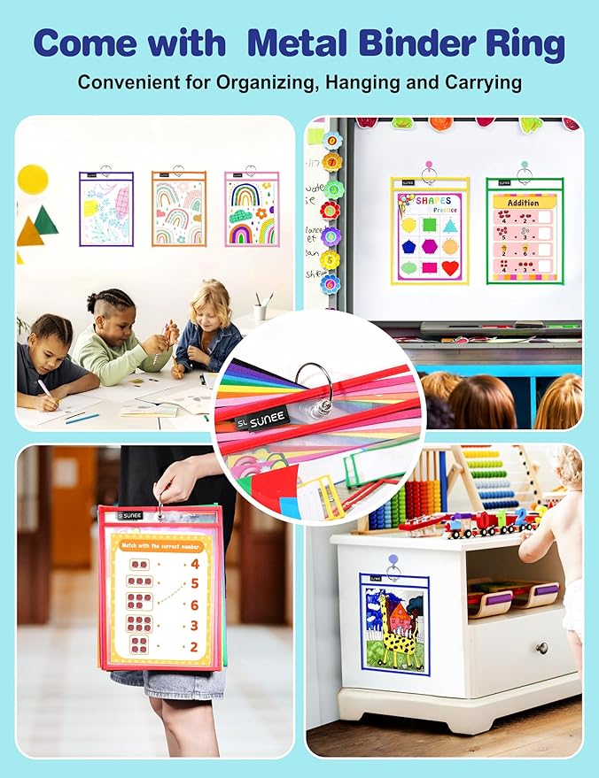 SUNEE 6 Packs Oversized Reusable Dry Erase Pocket Sleeves - Image 6