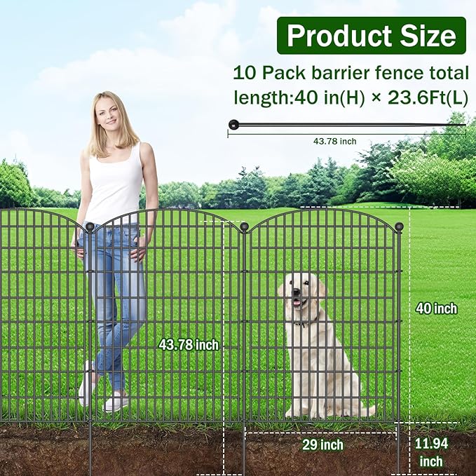10 Panels No Dig Decorative Garden Fence - 40 in x 23.6 ft - Image 2