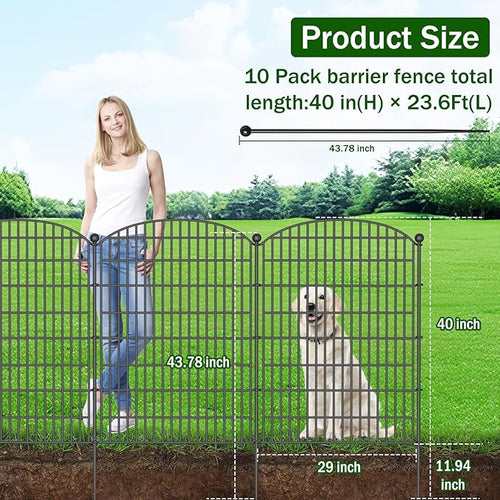 10 Panels No Dig Decorative Garden Fence - 40 in x 23.6 ft - Image 2