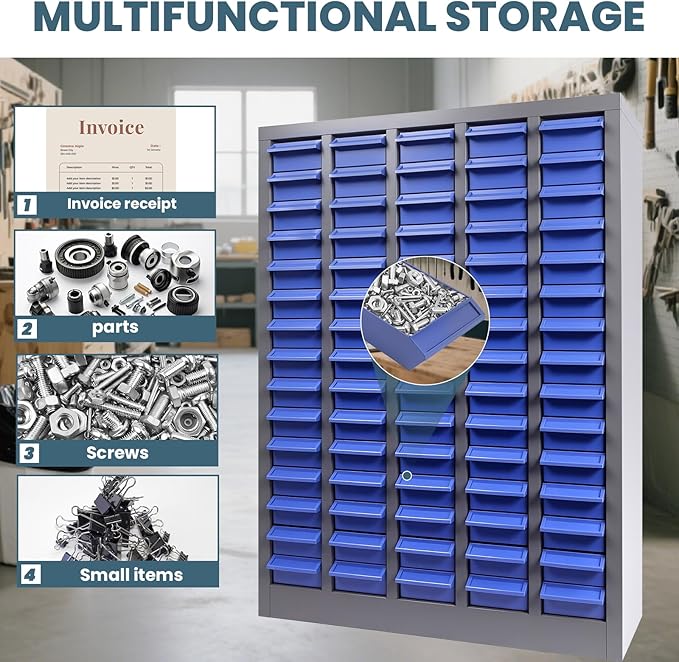 Part Cabinet with 75 Drawers, Shelves & Label Stickers - Image 7