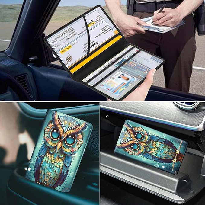 Car Registration & Insurance Holder, Leather Glove Box Organizer, Cool - Image 7