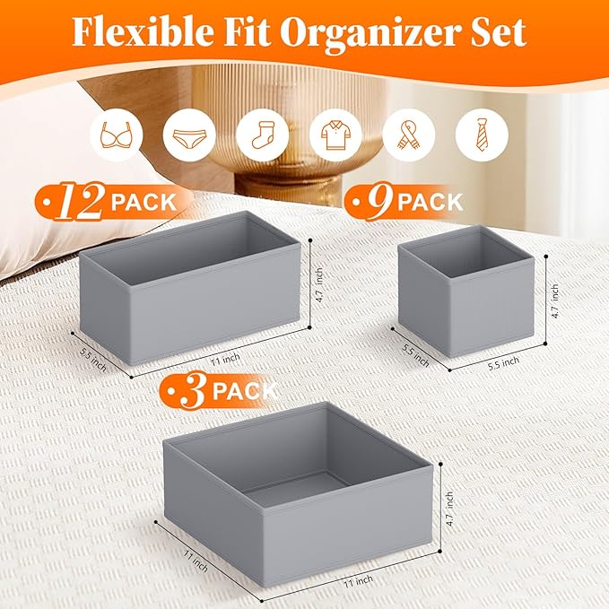 Drawer Organizer Clothes, 24 Pack Drawer Organizers and Underwear Organizer - Image 3