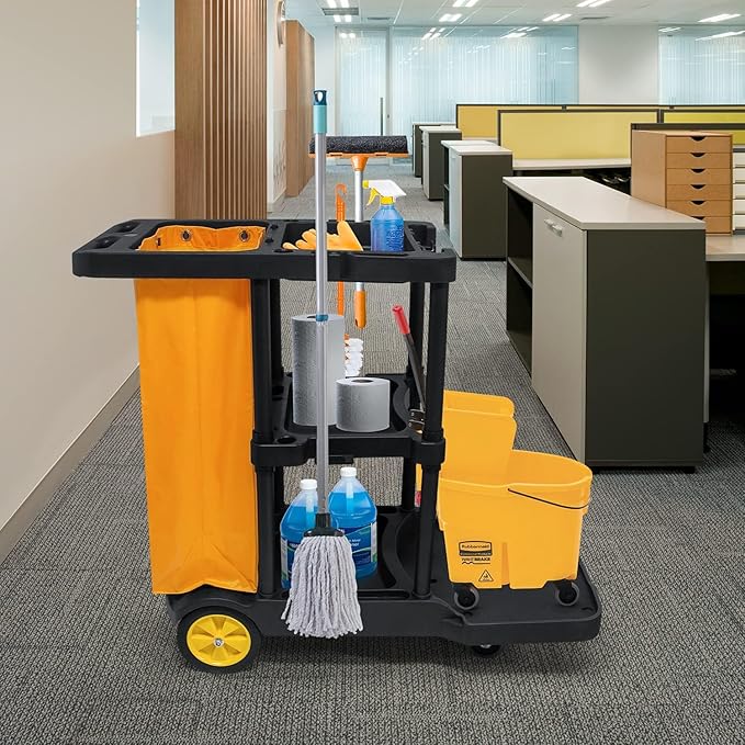tonchean Commercial Janitorial Cart, 3-Shelf Large Capacity Housekeeping Cart - Image 7