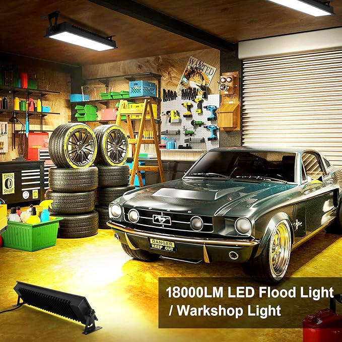 FastDeng LED Shop Light, 150W 18000lm 5000K Daylight LED Garage Light, IP66 - Image 2
