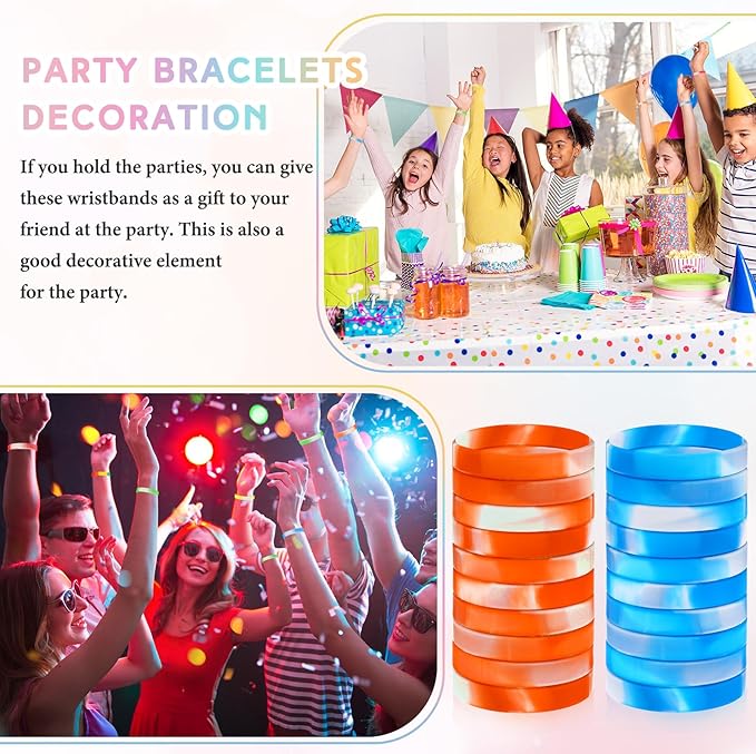 Liliful 100 Pcs Silicone Rubber Wristbands Rubber Wristband Bracelet Bands - Image 5