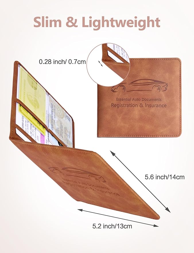 Mymazn Car Registration and Insurance Holder, Faux Leather Glove Box Organizer - Image 3