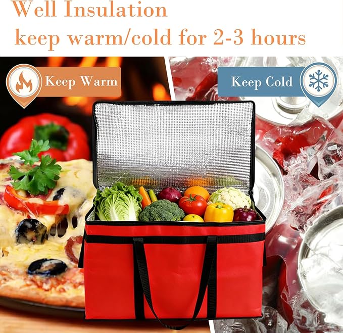 Insulated Bags for Food Delivery, XXXL Pizza Delivery Bags for Hot and Cold Food - Image 4