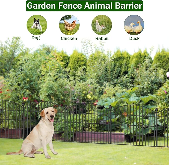 10 Panels No Dig Decorative Garden Fence - 24 in x 20 ft Dog Rabbits and Pets - Image 4