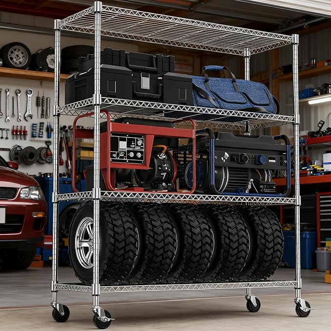 4 Tiers Shelf 1400 lbs Steel Storage Shelving Utility Shelving Unit Steel - Image 7