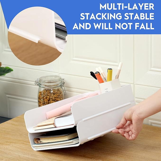 Letter Tray, PET Letter Tray Desk Organizer, Stackable Document Organizer - Image 5