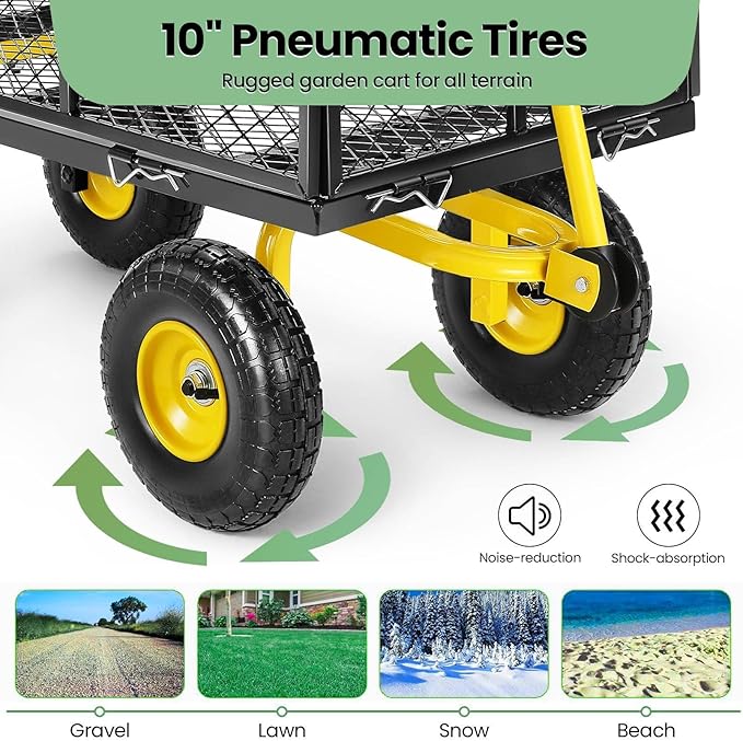 Homdox MAX 880 Lbs Garden Cart, Heavy Duty Foldable Mesh Steel Garden Wagon - Image 6