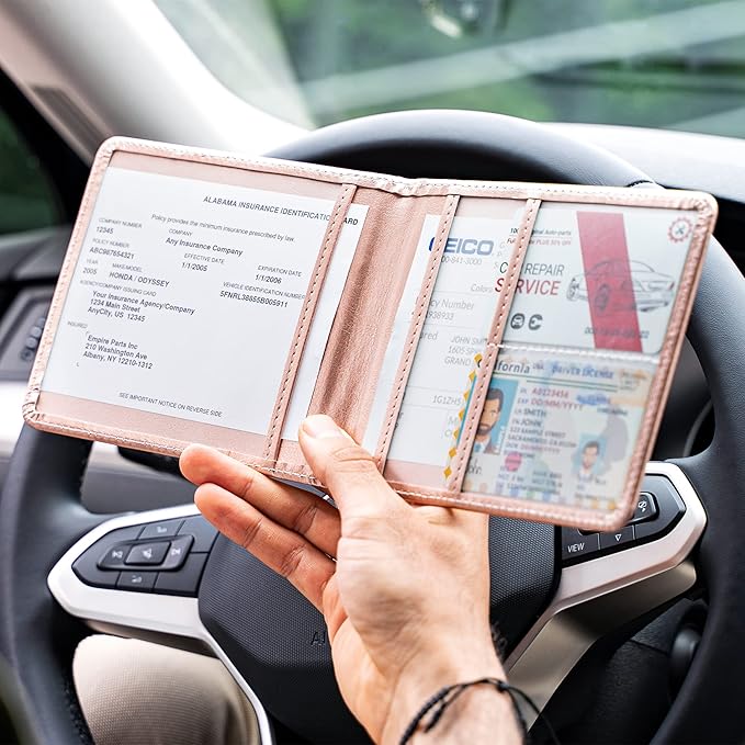 CANOPUS Car Registration and Insurance Holder, PU Leather Card Holder, Vehicle - Image 5