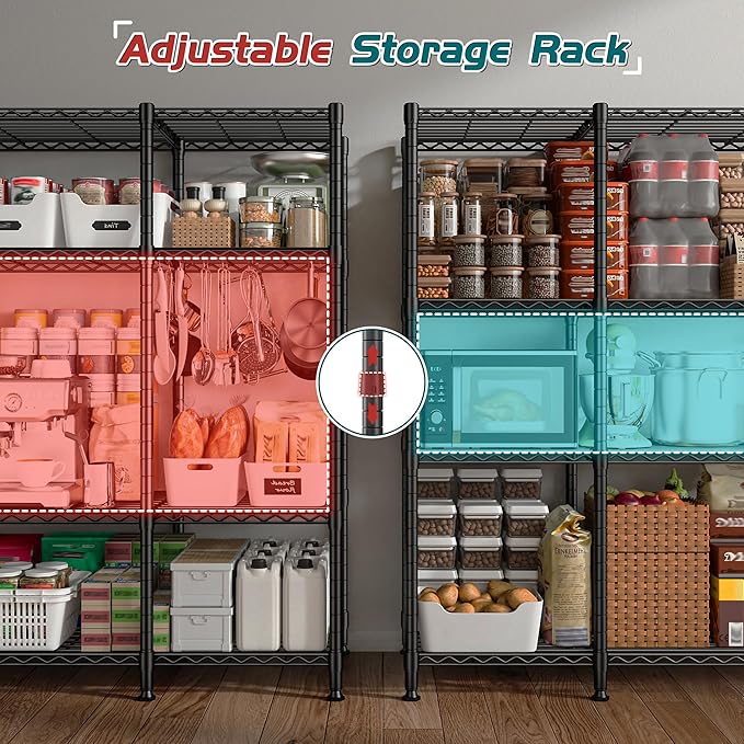 REIBII 78.4''W Wire Shelving Storage Shelves Unit Load 1500LBS, 4 Tier Metal - Image 5