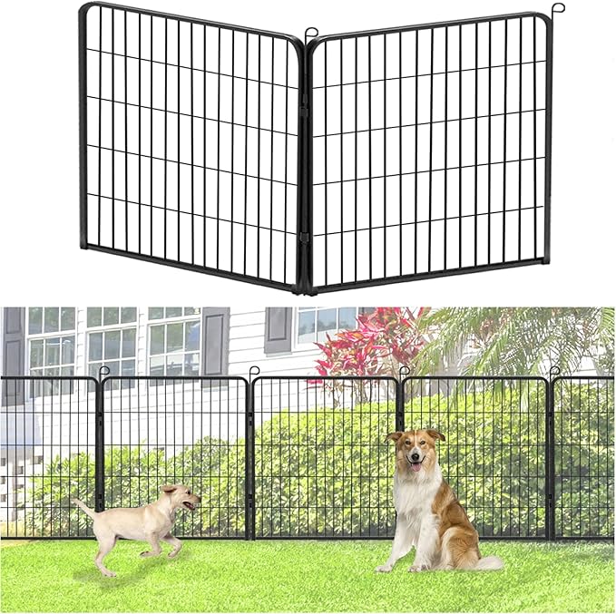 Decorative Metal Garden Fence Add-on Fence Panels, 32in x 5.3Ft No Dig Fence 2 by Jhsomdr