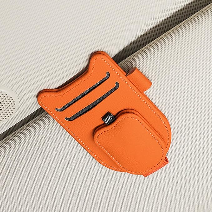 Sunglasses Holder for Car Visor, Magnetic Leather Glasses Eyeglass Clip by fccairms