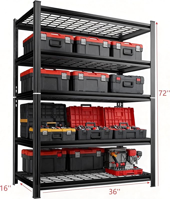 72''H Wire Shelving Unit, 3020 Lbs Heavy-Duty Garage Storage Shelves, 5-Tier - Image 3