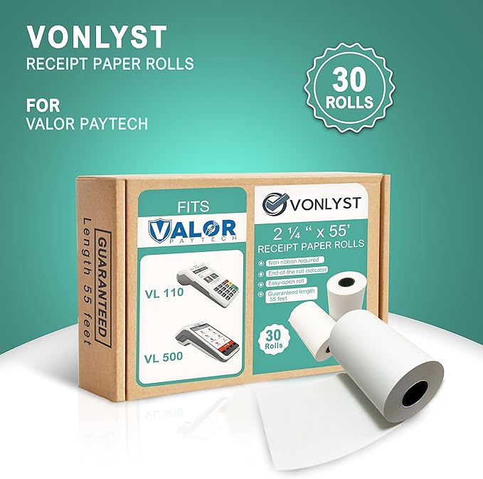 Receipt Paper Roll for Valor Paytech VL 110 and VL 500 Credit Card Machine - Image 6
