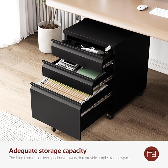 3 Drawer File Cabinet，Mobile Filing Cabinet - Image 4