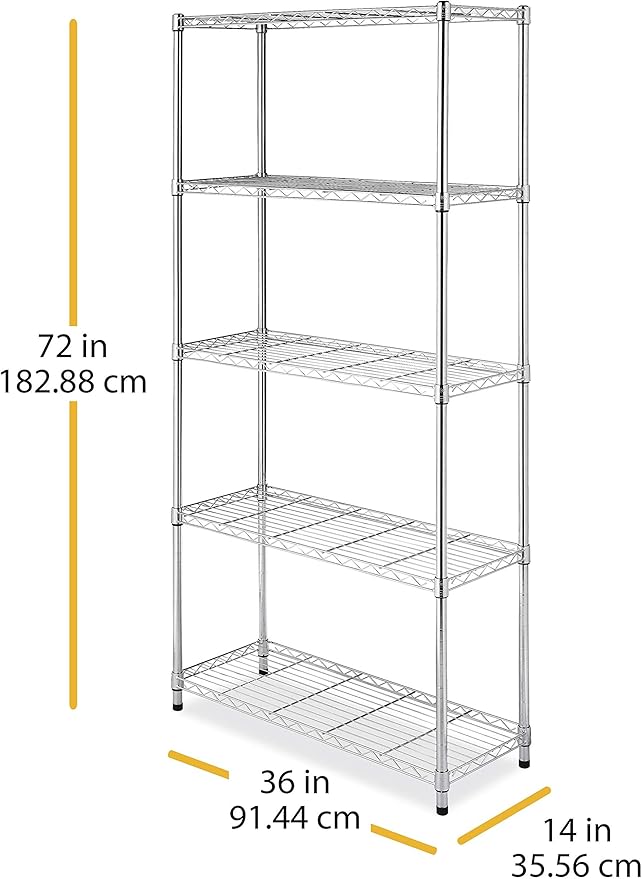 Whitmor 5 Tier Shelving Unit, Metal Storage Shelves, 400 lbs Capacity per Shelf - Image 3