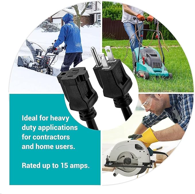 Clear Power 50ft Oil Resistant Heavy Duty Extension Cord 14/3 SJTOW, 3 Prong - Image 7