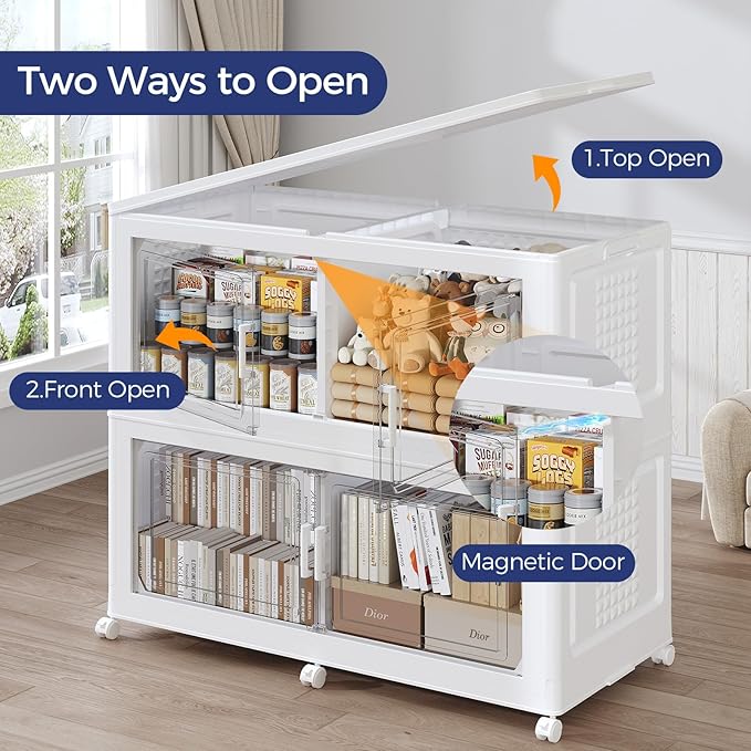 160GAL Storage Bins with Lid and Wheels, Stackable Closet Organizers and - Image 4