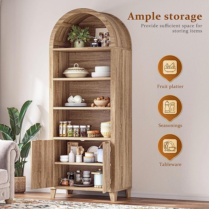 79.9" Tall Arched Pantry Cabinet, 6-Tier Arched Cabinet - Image 5
