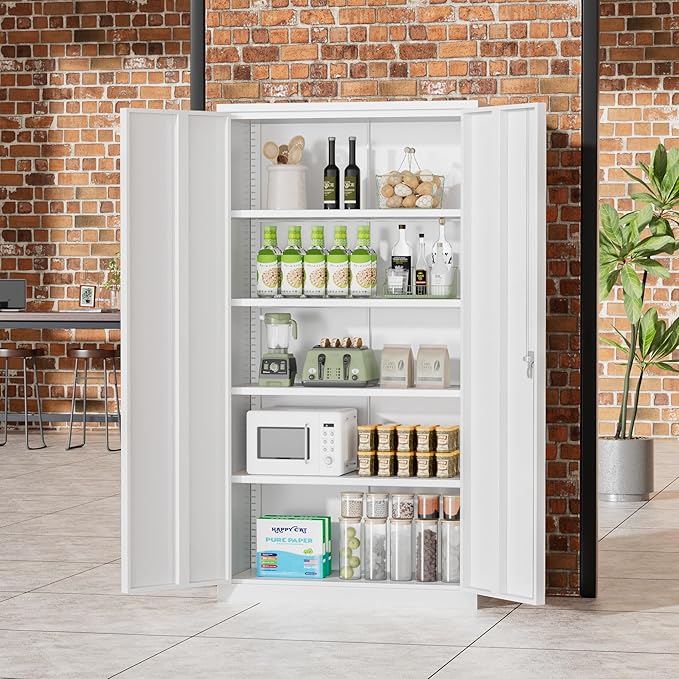 Greenvelly Metal Storage Cabinet, Lockable Steel Cabinets - Image 9