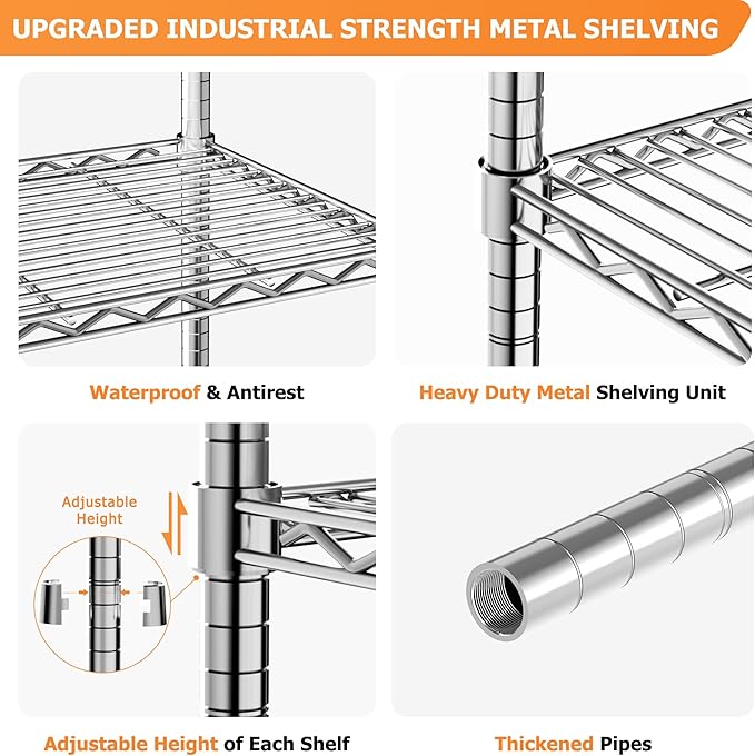 Storage Shelves Heavy Duty, 3-Tier Adjustable Metal Industrial Utility Shelf - Image 4