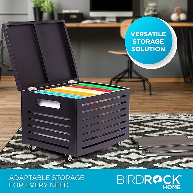 BIRDROCK HOME Bamboo Rolling File Storage Organizer Box - Image 5