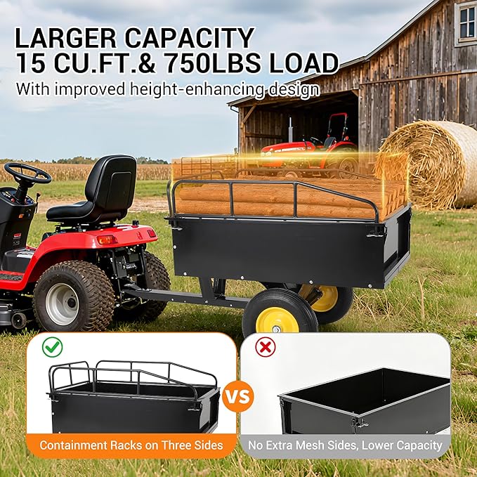 GAOMON Heavy Duty ATV Trailer Tow Behind Dump Cart, 17 Cu.Ft. 750Lbs Capacity - Image 6