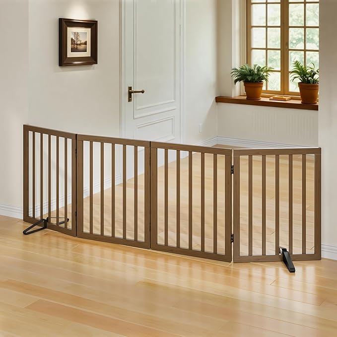 Dog Gate for Stairs, Foldable Dog Gate for Indoor Doorways House, Freestanding - Image 2