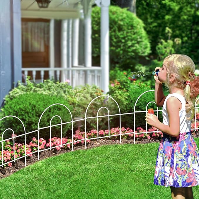 Decorative White Garden Fence Border 18in X50ft Outdoor Metal Wire Garden - Image 2