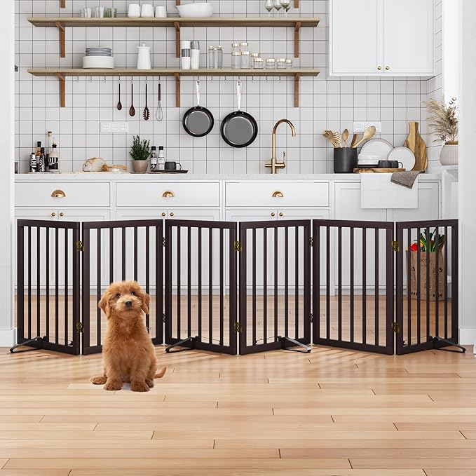 Dog Gates for The House Doorways Extra Wide 110 Inches Wood Freestanding Pet by MinoKesper