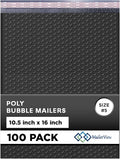 Black 10.5x16 Inch Large Poly Bubble Mailers #5 | Padded Envelopes by MAILERVIEW