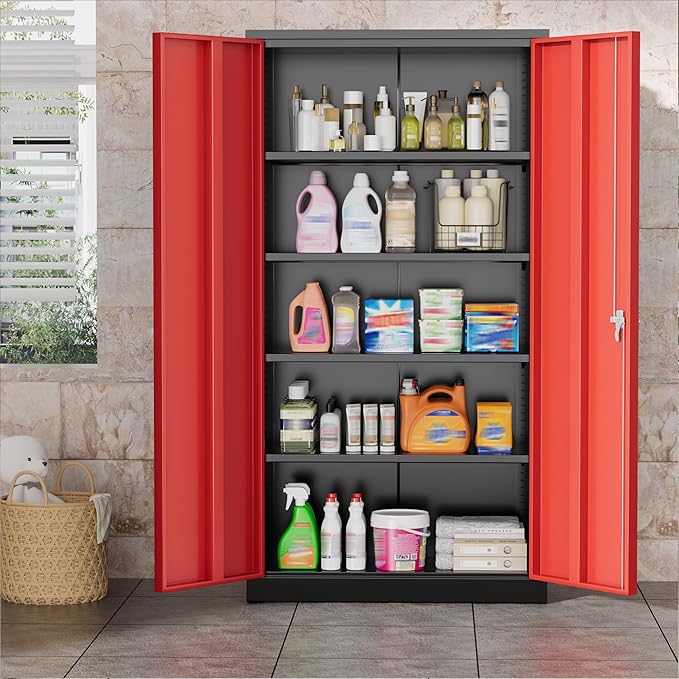 Greenvelly Metal Garage Storage Cabinet, Tall Cabinets - Image 9