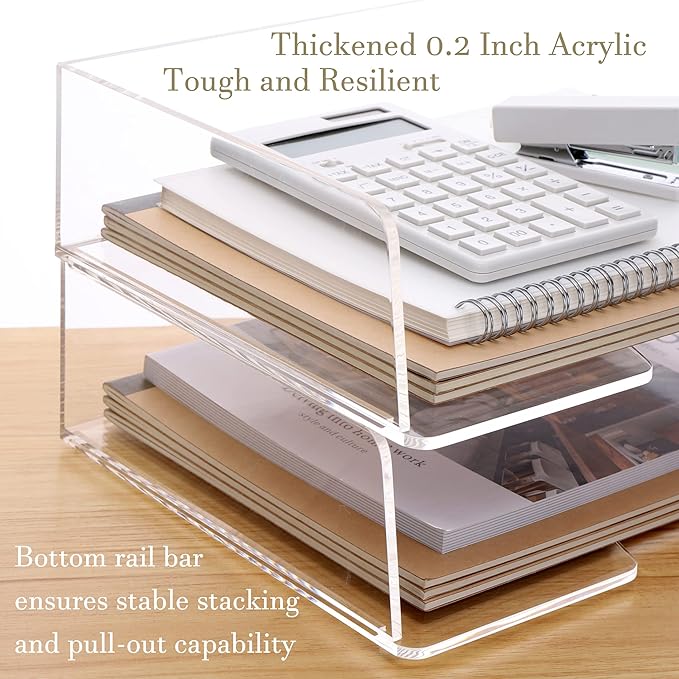 Acrylic Paper Tray Desk Organizers and Office Suplies Document Storage Enlarged - Image 4