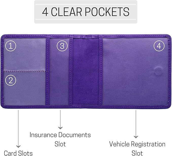 CANOPUS Car Registration and Insurance Holder, PU Leather Card Holder, Vehicle - Image 3