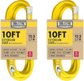 2 Pack 12 Gauge Outdoor Extension Cord 10 ft, 12/3 Heavy Duty Extension Cord 3 by Cablectric