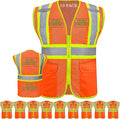 Custom Safety Vest with Logo Pockets High Visibility Reflective Vests by CustomTok