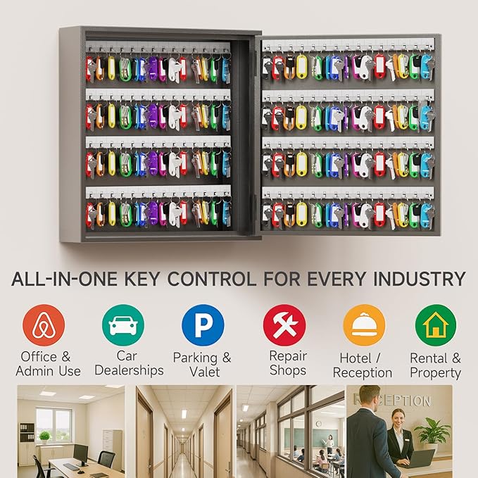 WeHere Key Lock Box for 120 Keys, Wall Mount Key Cabinet - Image 4