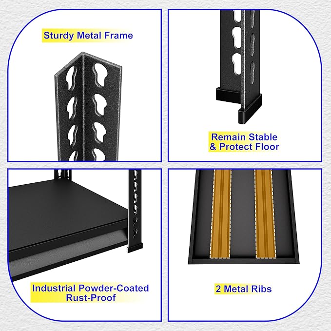 40" W Garage Shelving Heavy Duty, 1600 Lbs Loads Garage Storage Shelves Heavy - Image 4