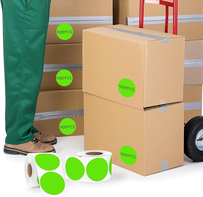 2 Inch Light Green Circle Stickers 500 Pcs, Permanent Color Coding Dots - Image 4