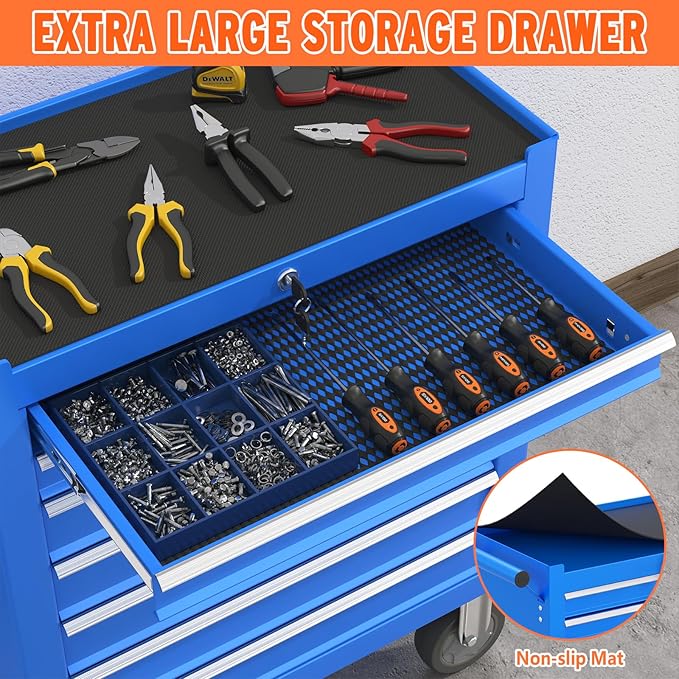 7 Drawers Large Capacity Rolling Tool Chest, Metal Tool Box - Image 7