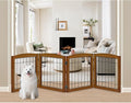 LZRS 4-Panel Extra-Wide Wooden Freestanding Dog Gate: Foldable Solid Wood and by LZRSPET