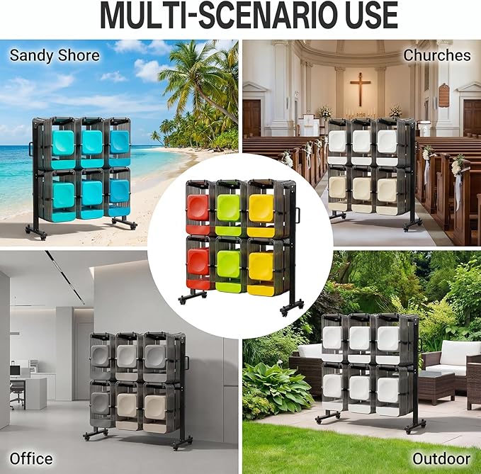 Folding Chair Rack for 84 Chairs or 12 Tables, Heavy Duty Folding Chair Cart - Image 7