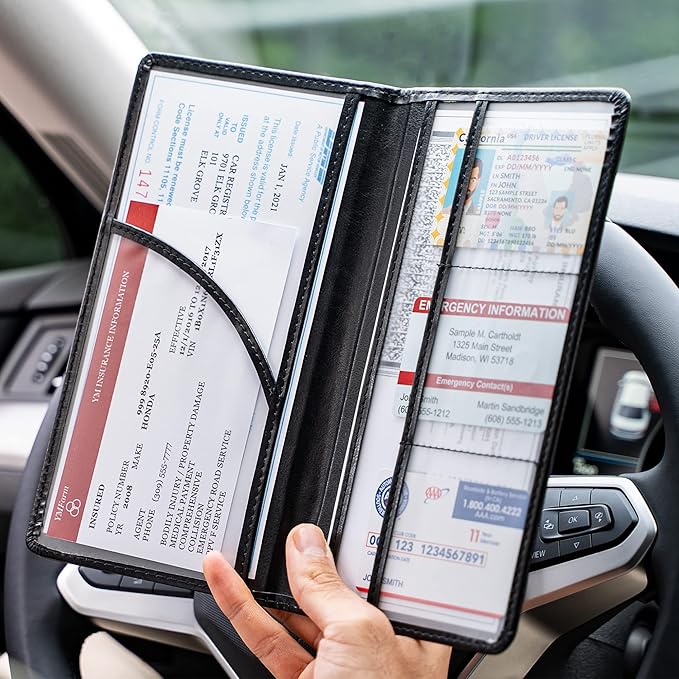 CANOPUS Car Registration and Insurance Holder, PU Leather Card Holder, Vehicle - Image 5