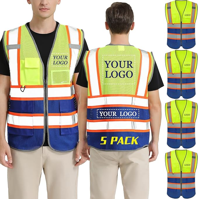 BeautyWill Custom Logo Safety Vest Class 2 High Visibility Reflective Vest by BeautyWill