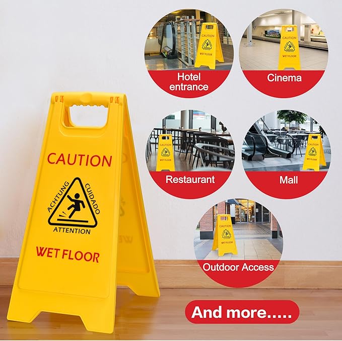 MATTHEW CLEANING 25'' Industrial Wet Floor Sign 3 Pack 2-Sided Safety A-Frame - Image 6